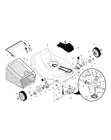 Drive control/gear case/wheels