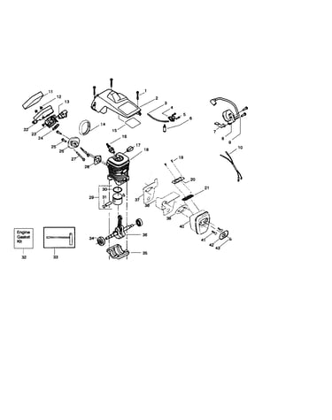 Shield/cylinder/crankshaft