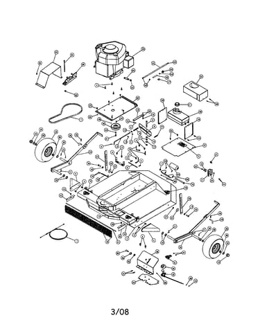 Engine/mower deck/wheels