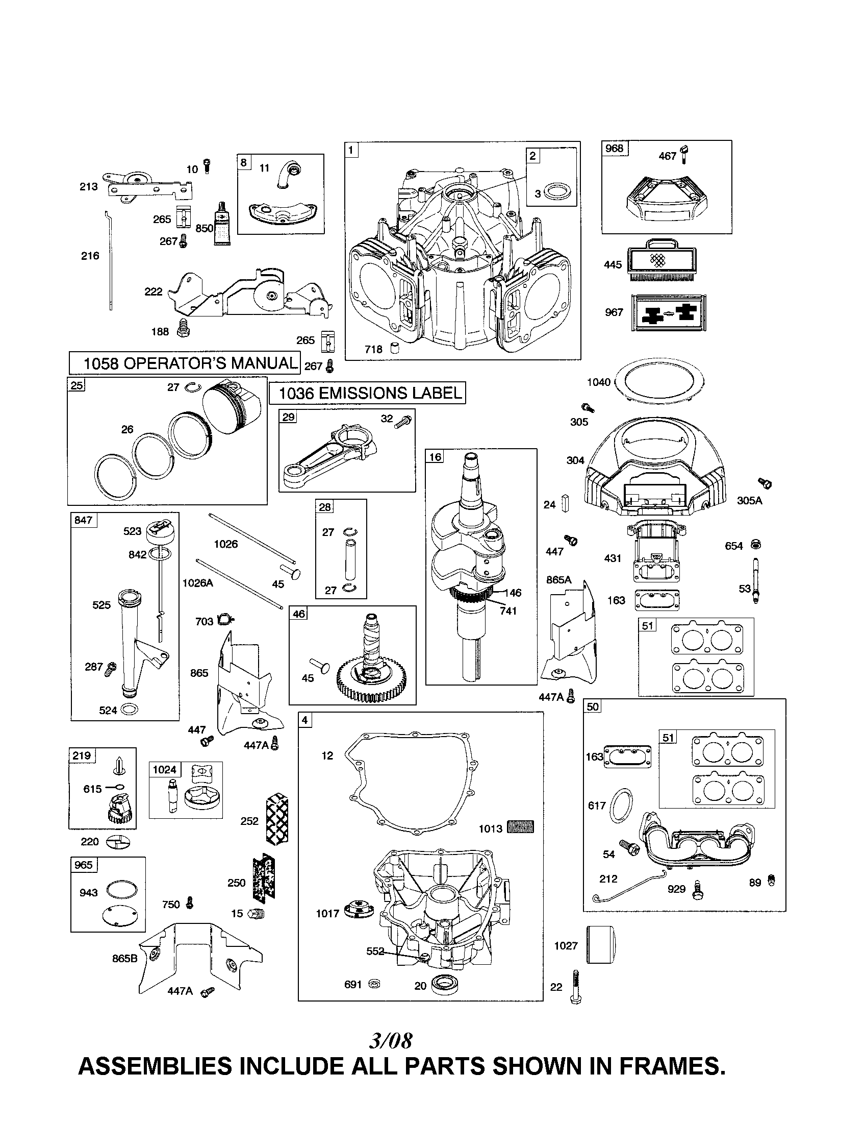 Cylinder/crankshaft/sump