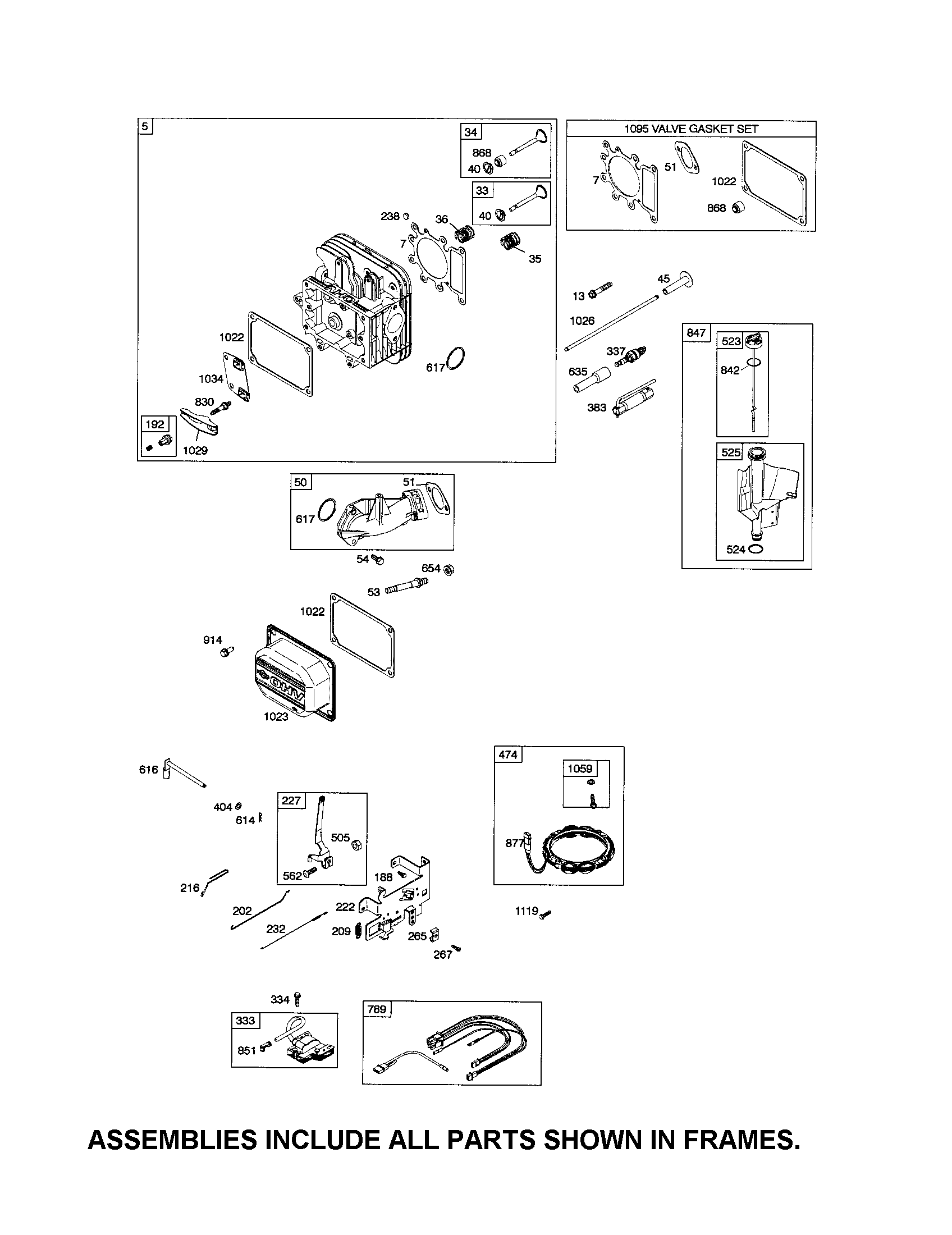 Head-cylinder/alternator/dipstick