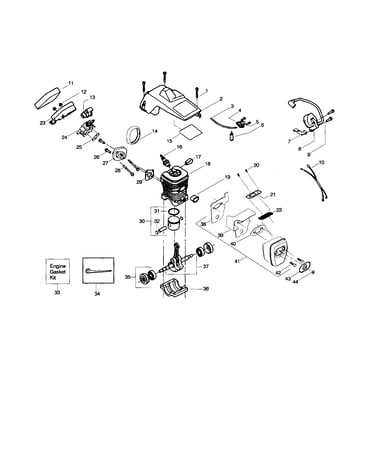 Shield/cylinder/crankshaft