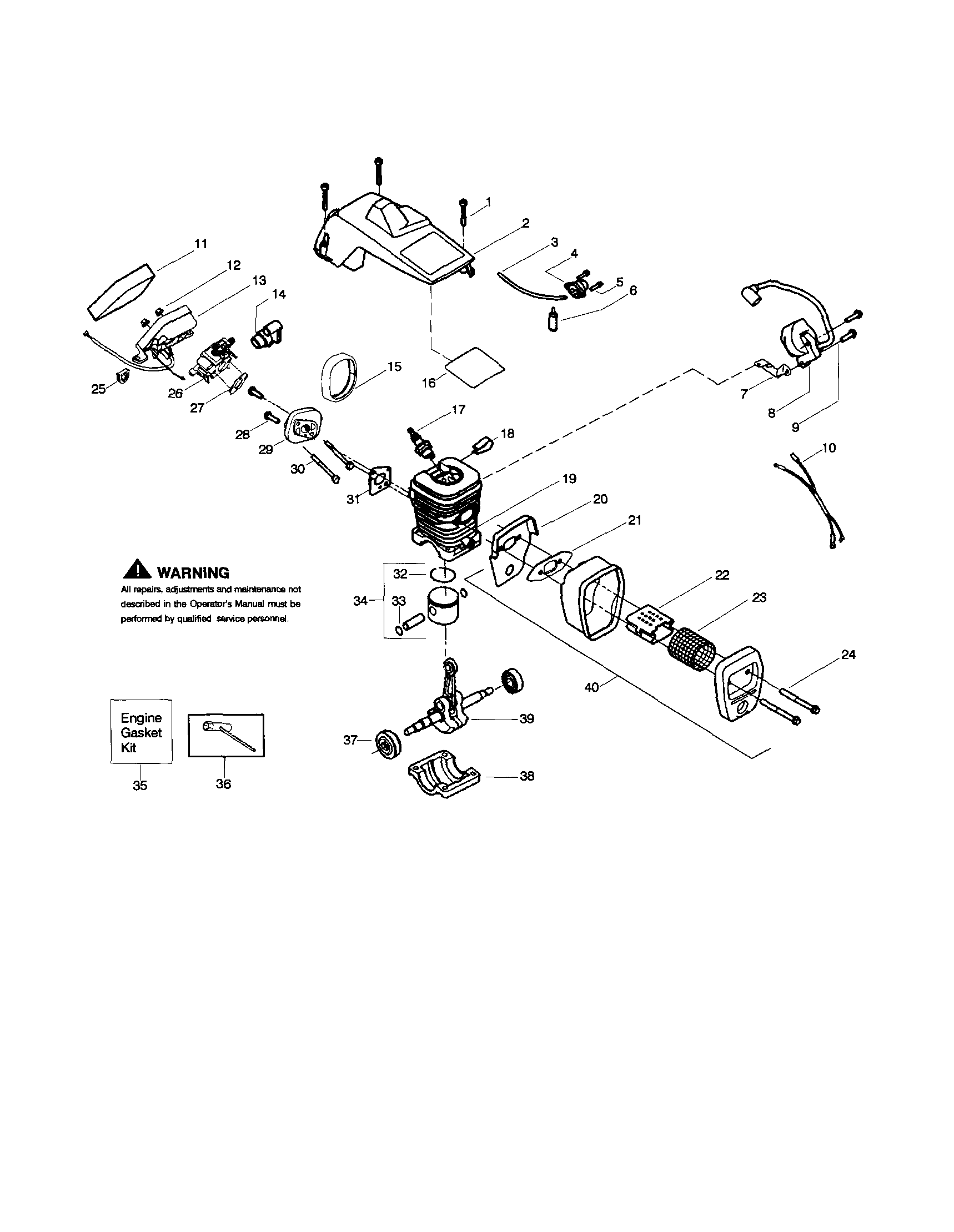 Cylinder/shield/crankshaft