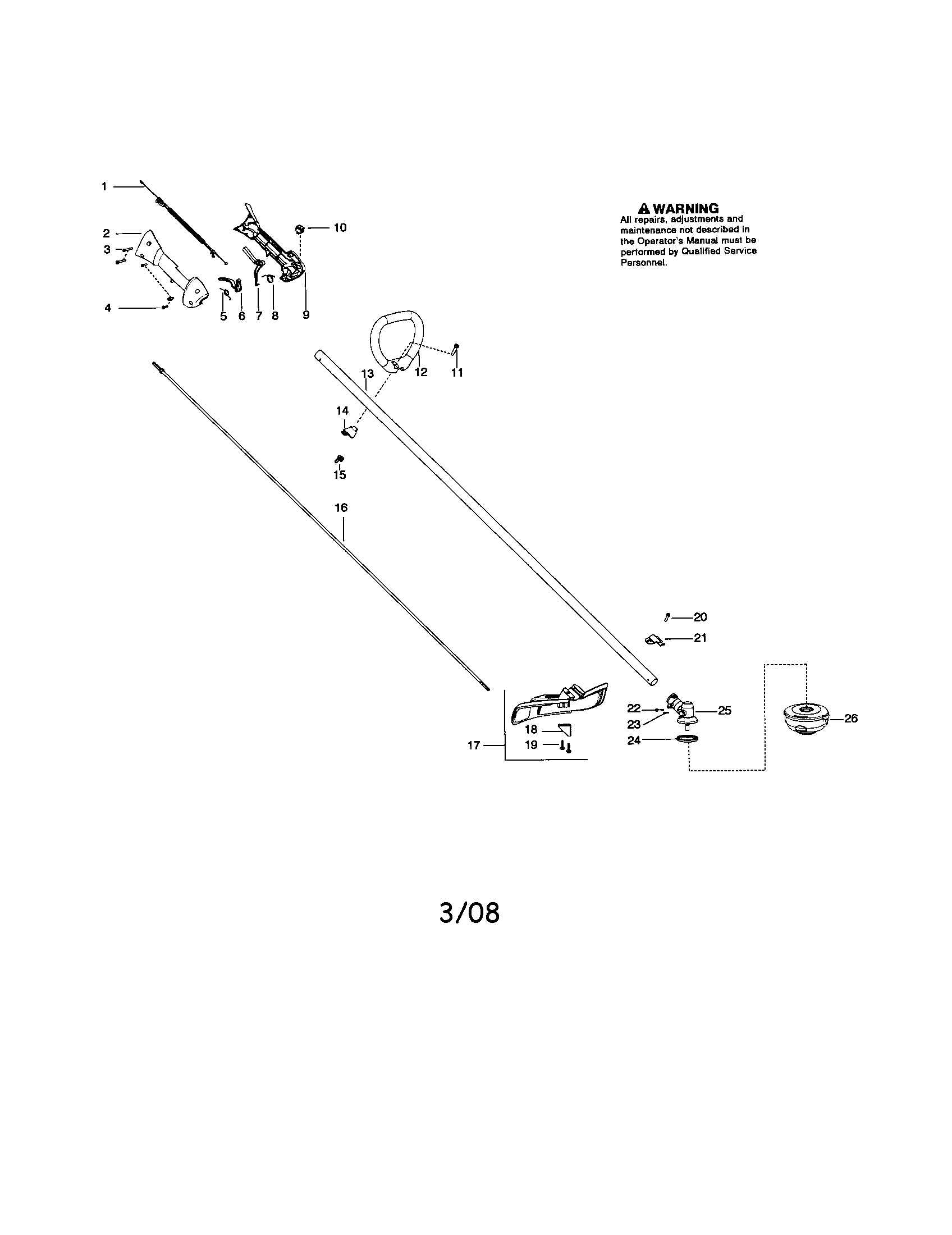 Driveshaft/handle/shield