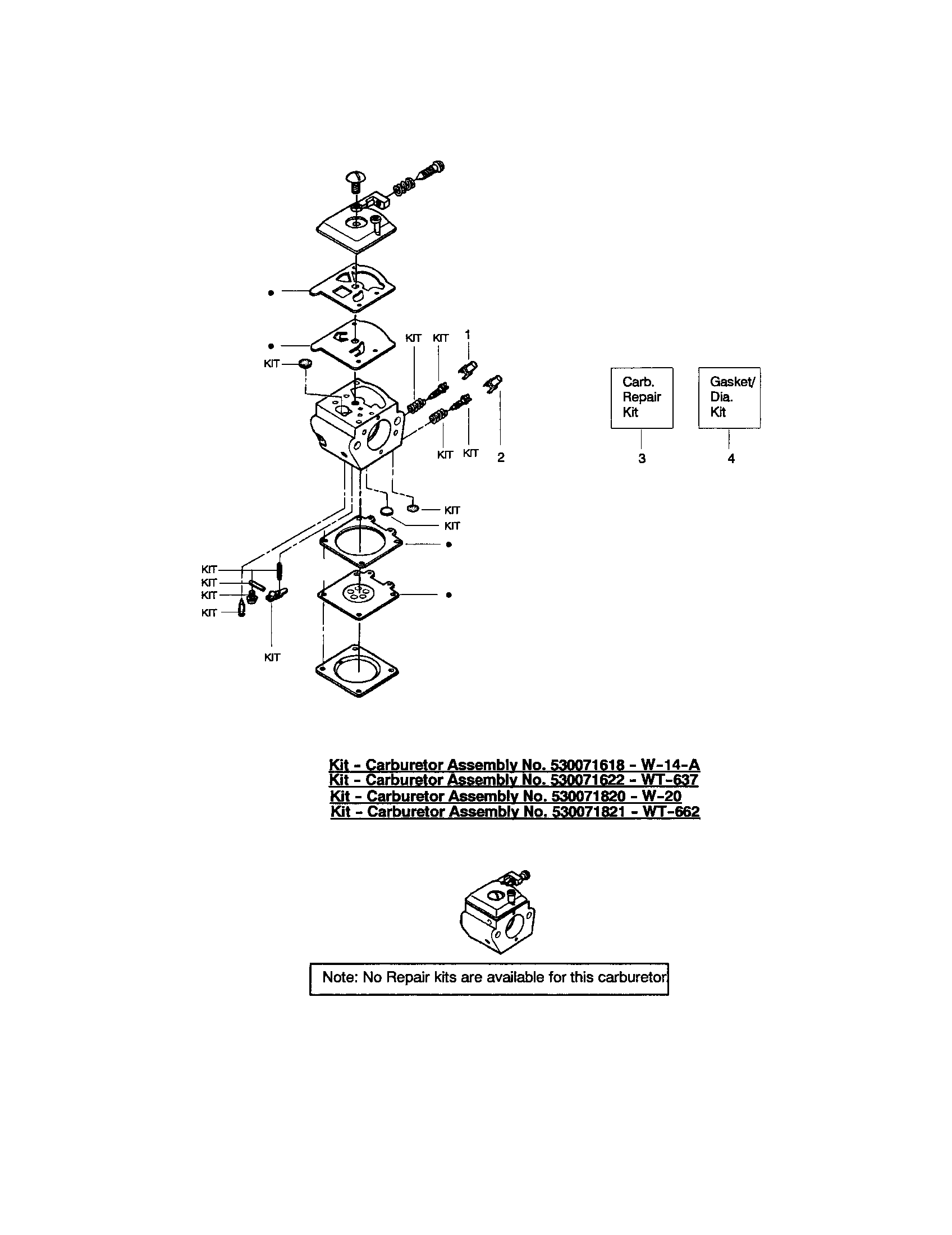 Carburetor - wt600 - #530071410