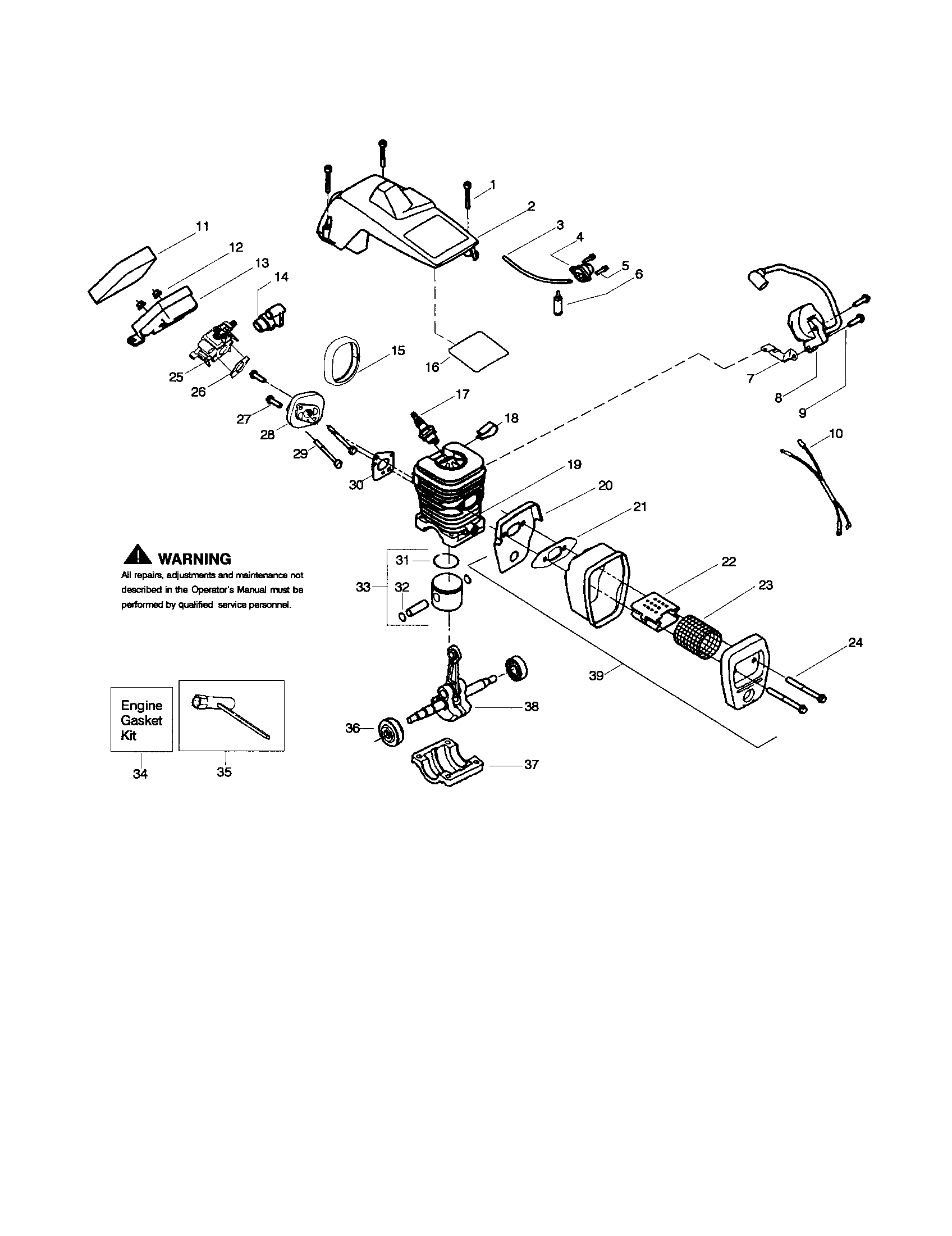 Shield/cylinder/crankshaft