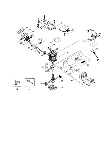 Shield/cylinder/crankshaft