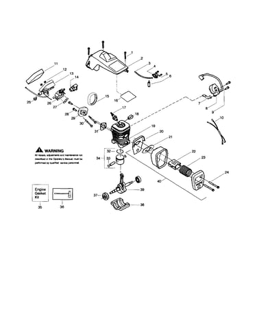 Shield/cylinder/crankshaft