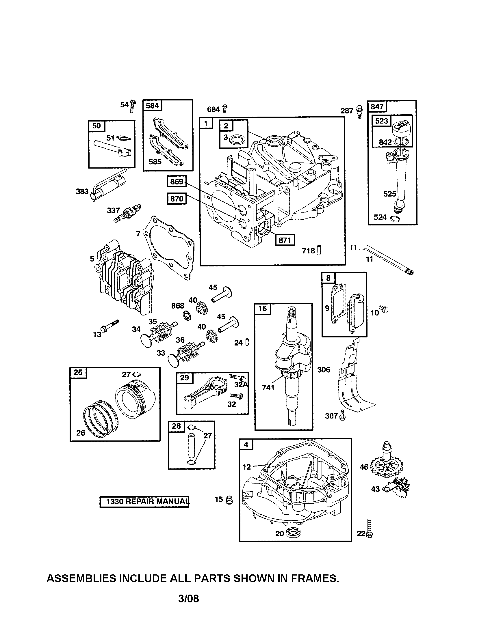 Cylinder/crankshaft/sump
