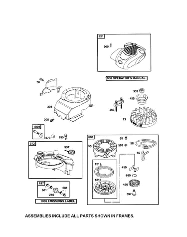 Rewind starter/fuel tank
