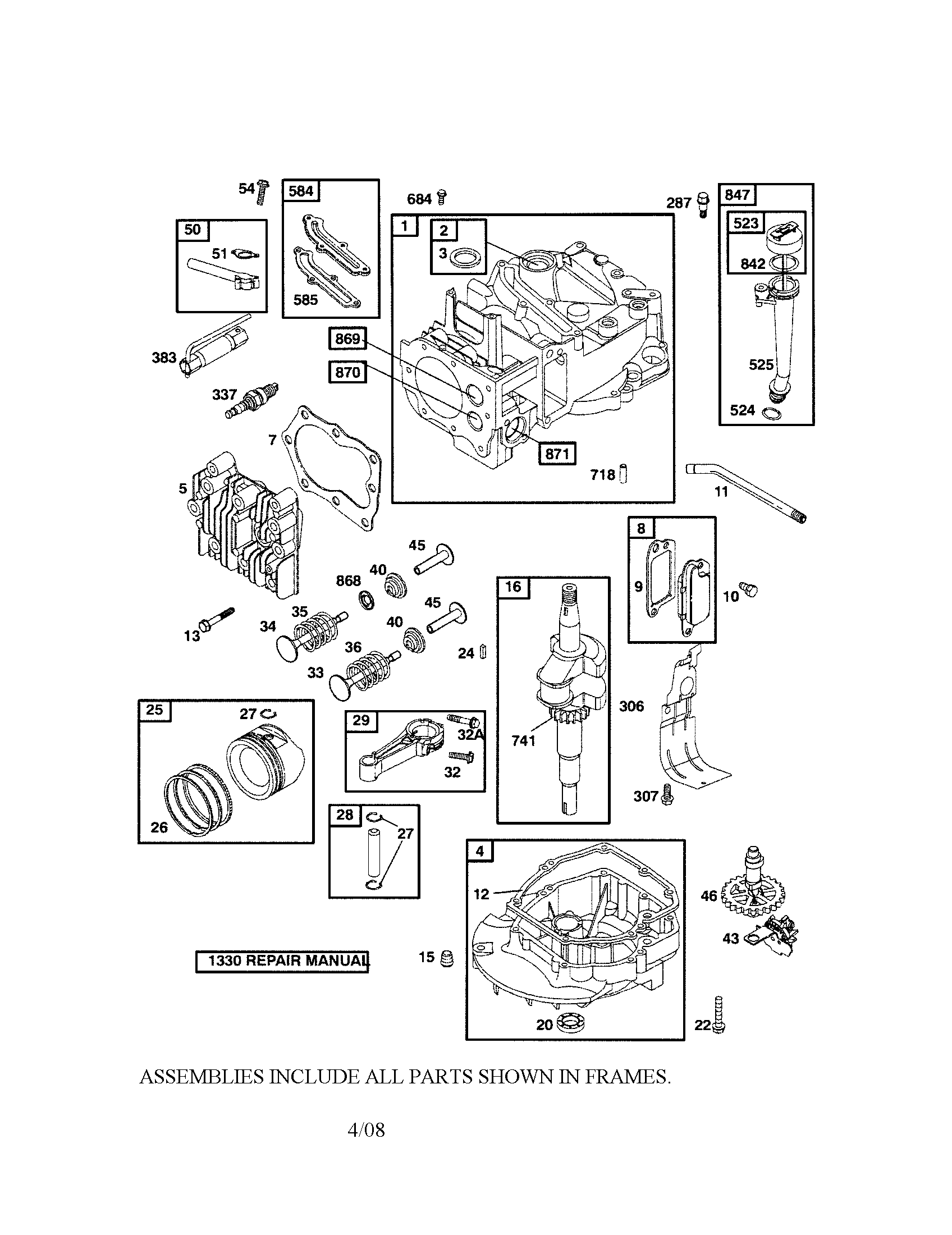 Cylinder/crankshaft/sump