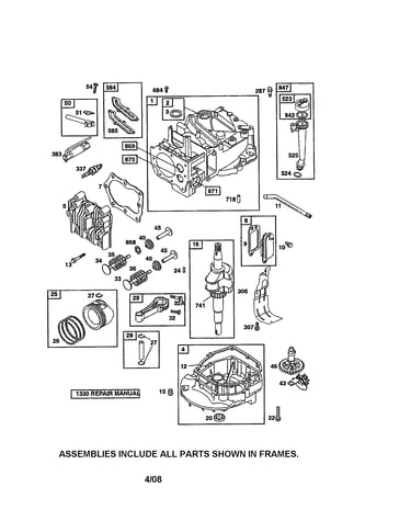 Cylinder/crankshaft/sump