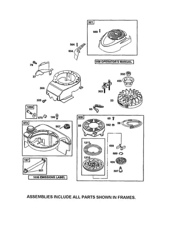 Rewind starter/fuel tank