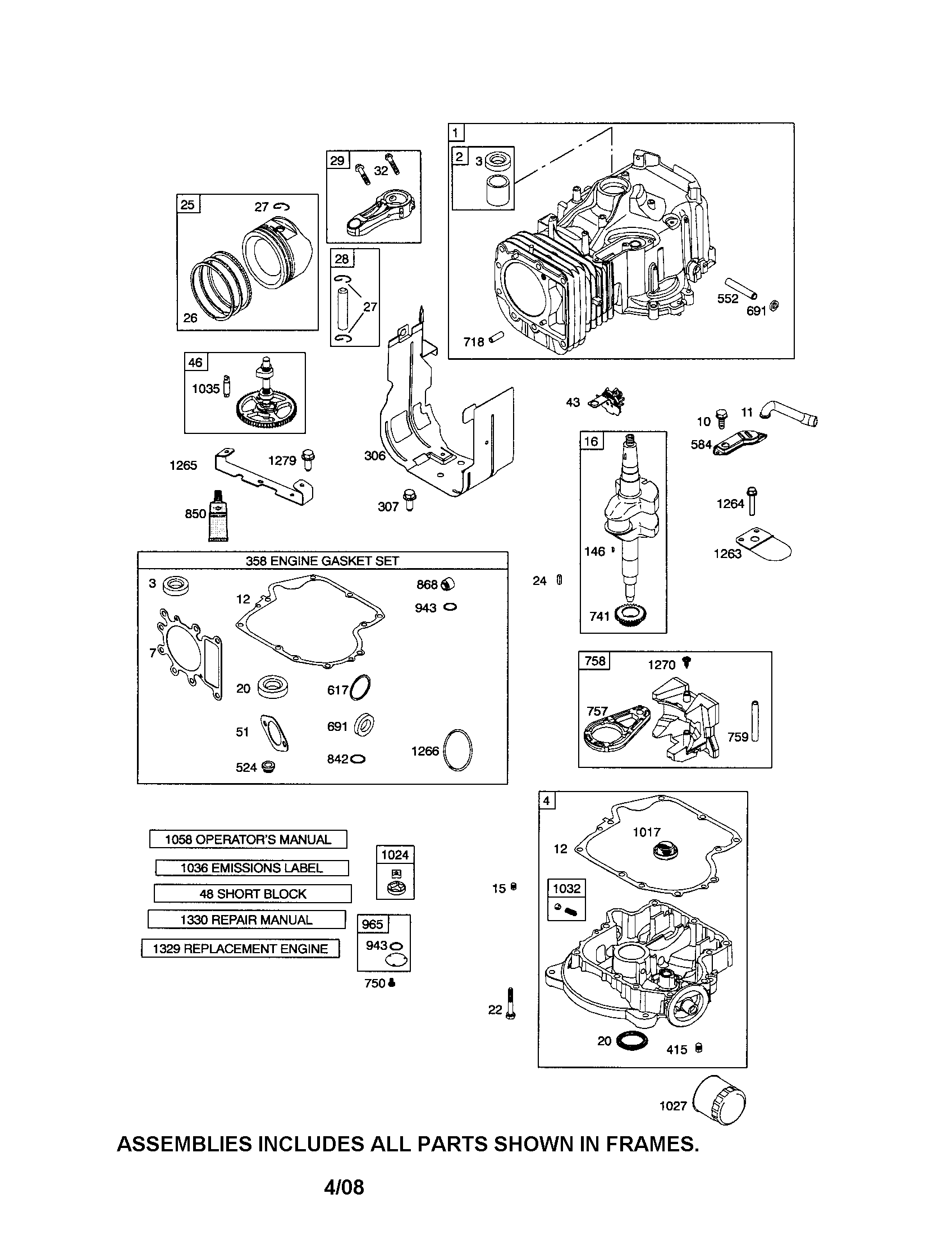 Cylinder/crankshaft/sump