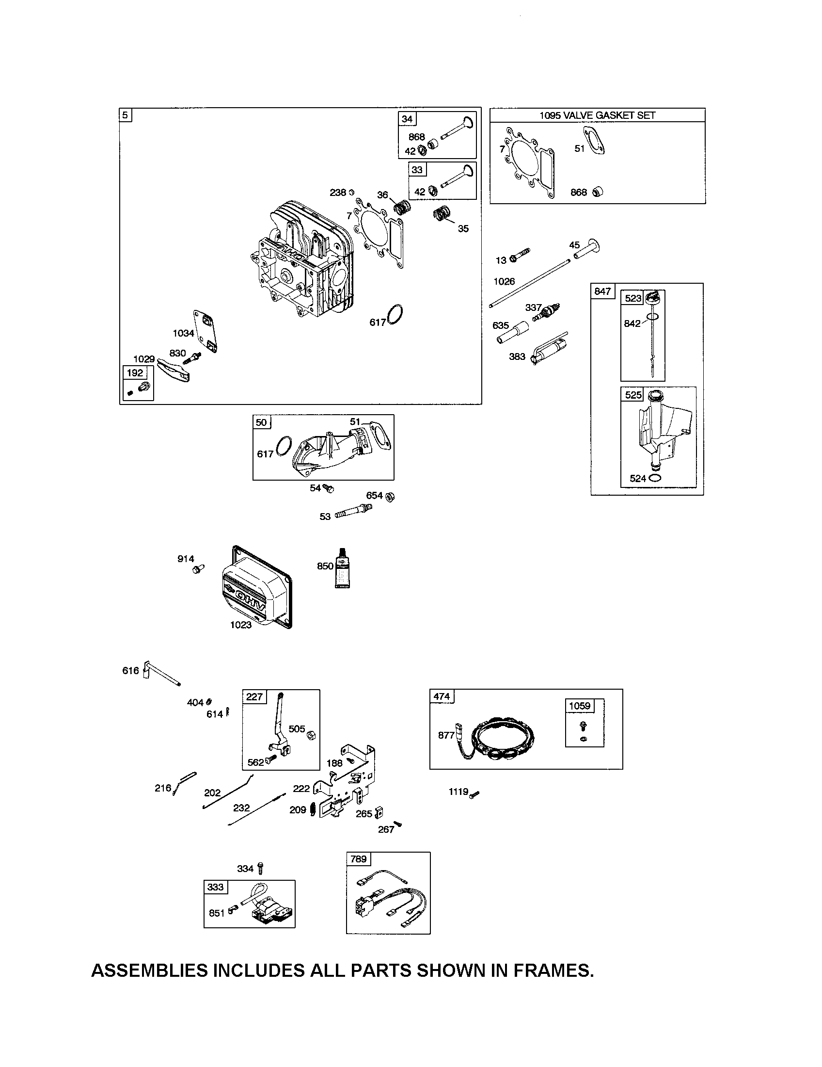 Head-cylinder/alternator/dipstick
