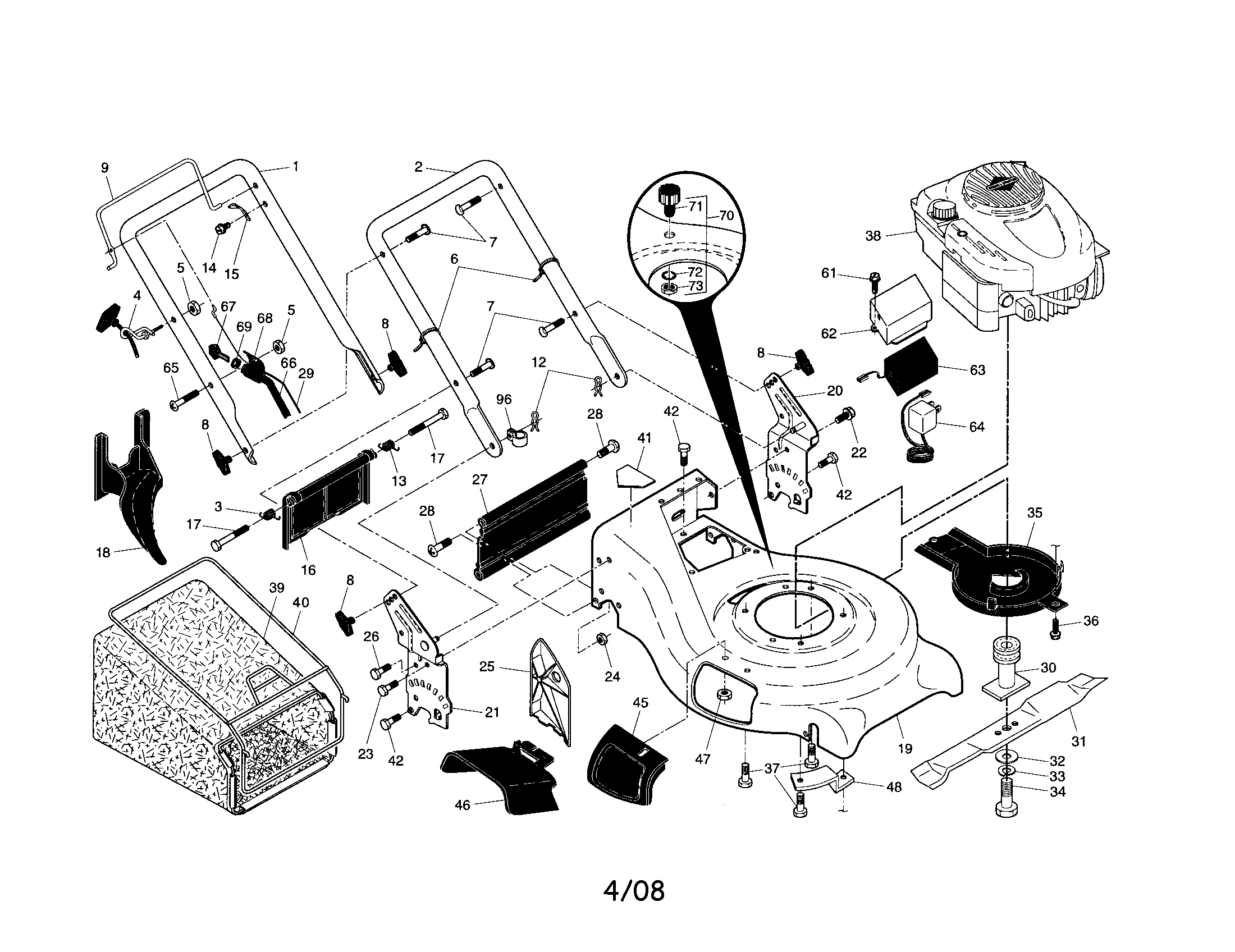 Engine/housing/handle