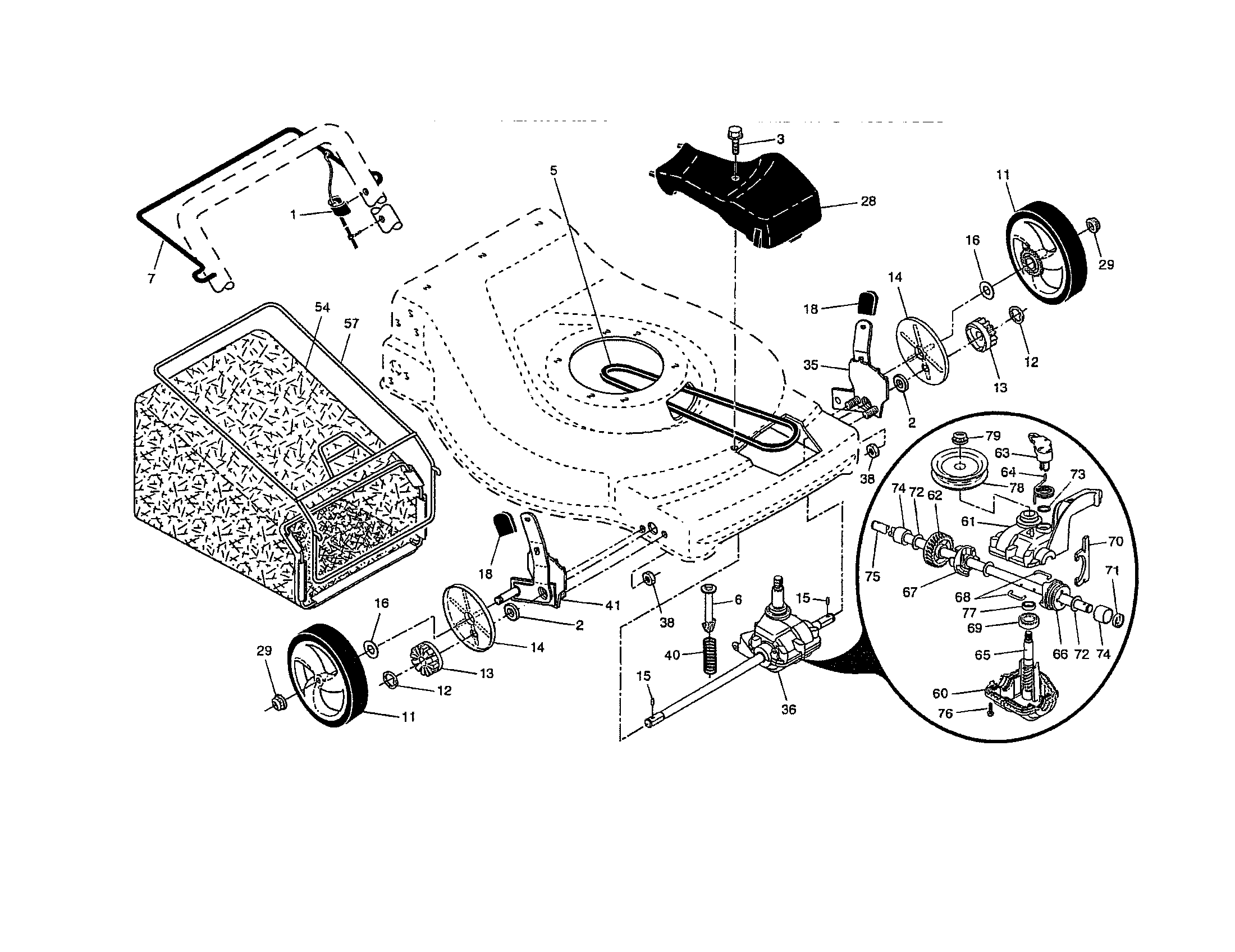 Drive control/gear case/wheels