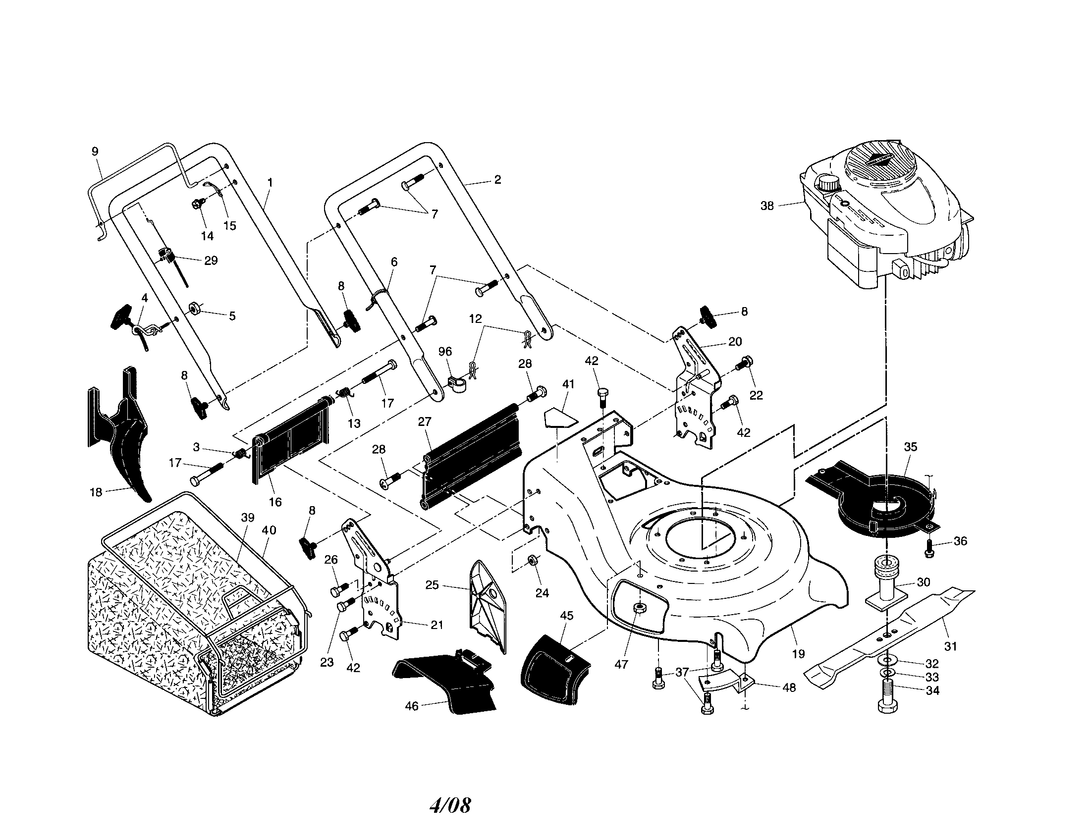 Engine/housing/handle
