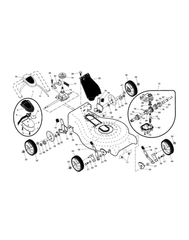 Drive control/gear case/wheels