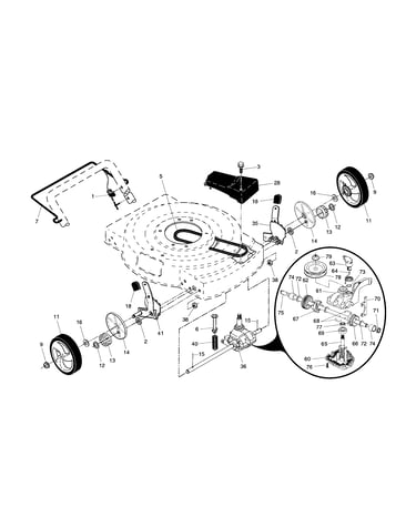 Drive control/gear case/wheels