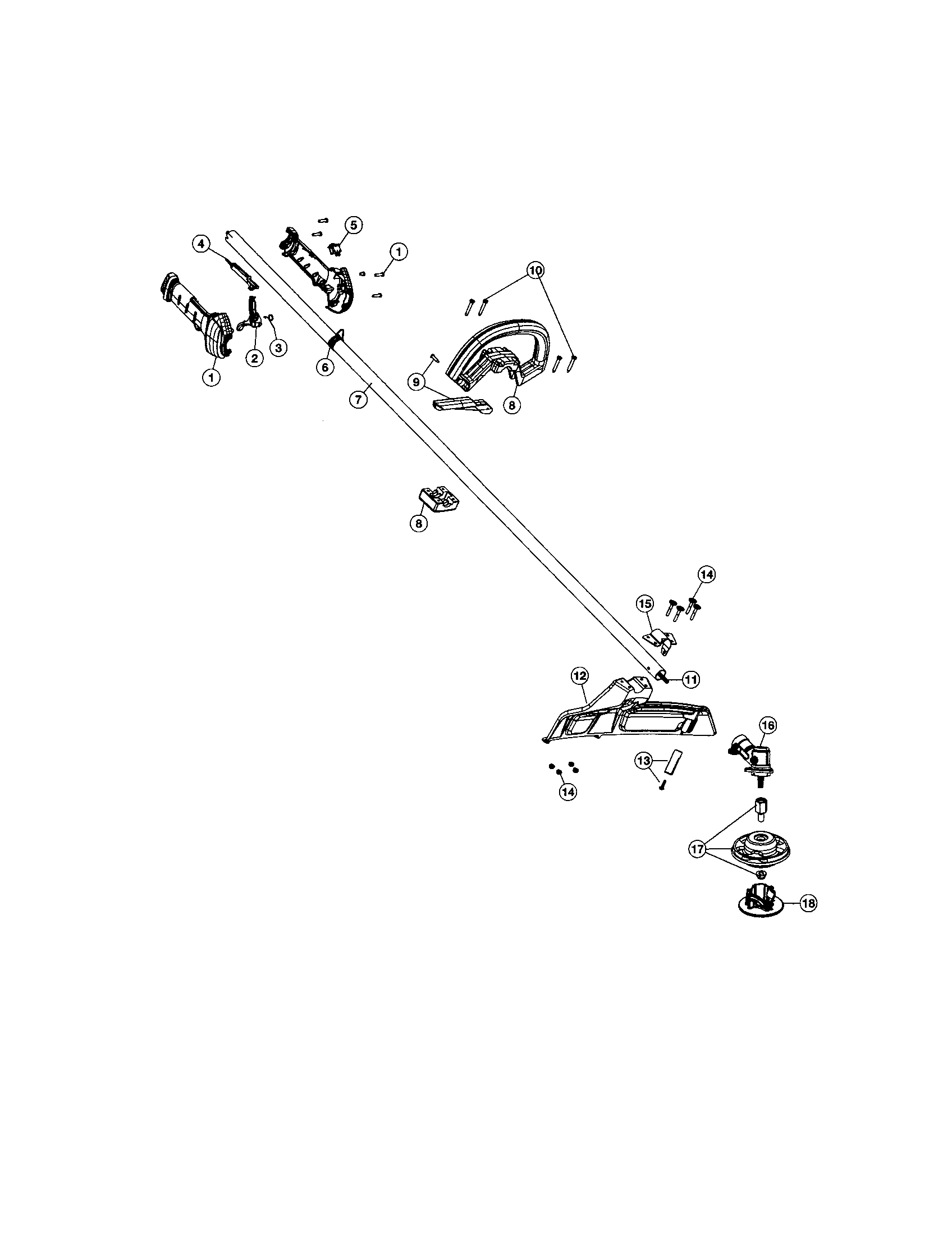 Driveshaft/handle/shield