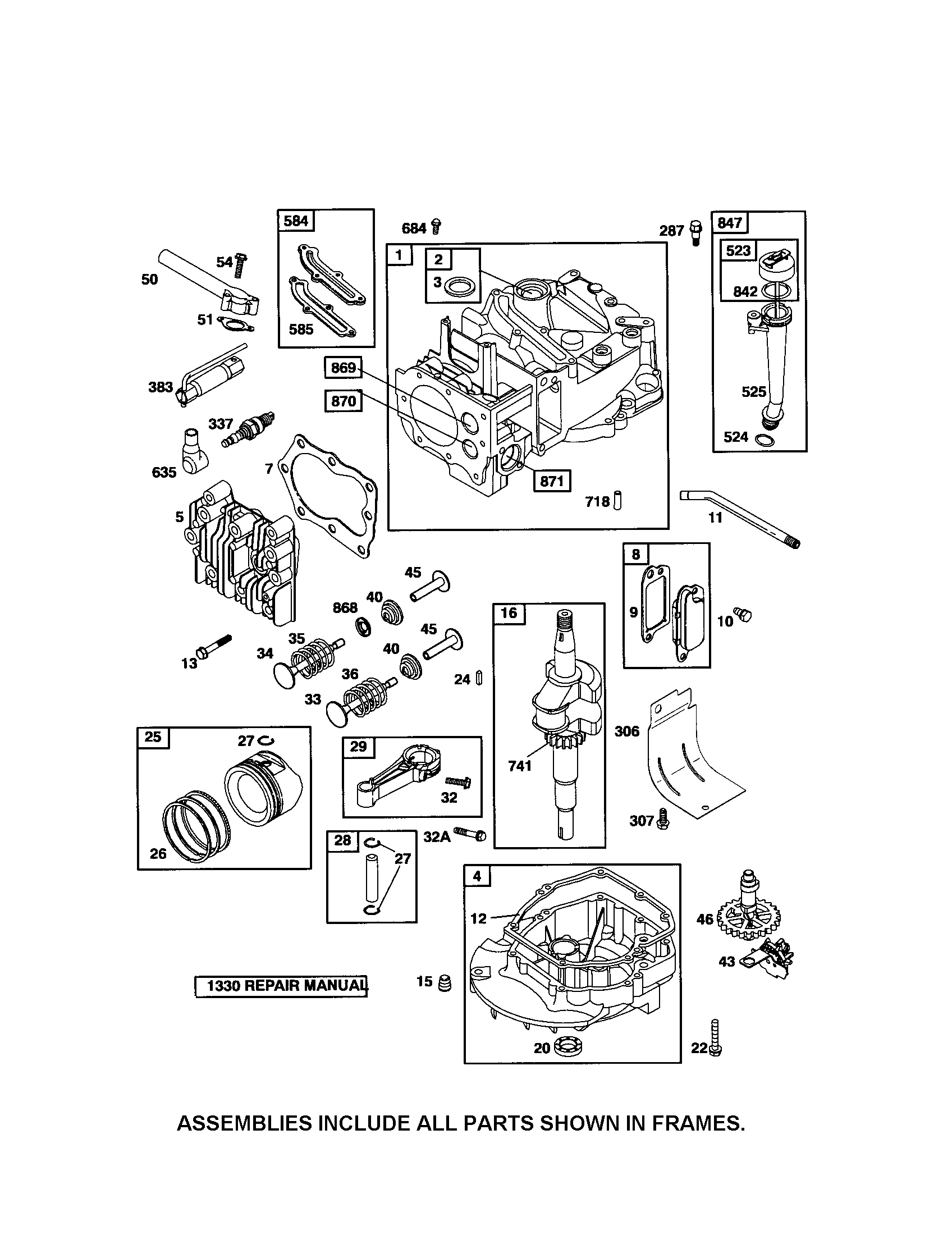 Cylinder/crankshaft/sump