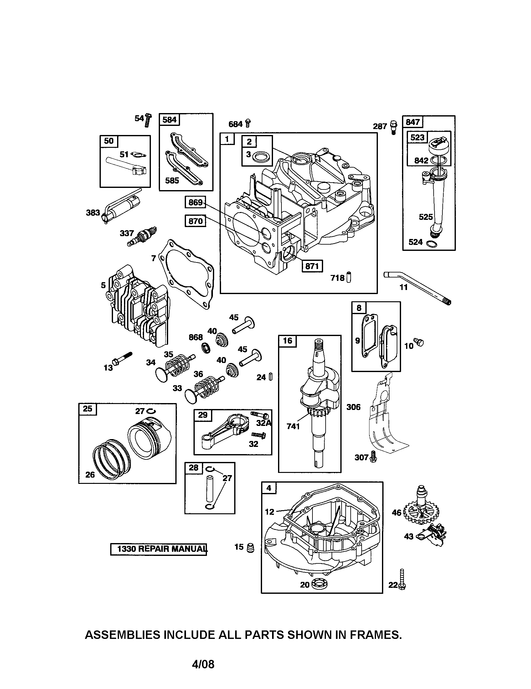 Cylinder/crankshaft/sump