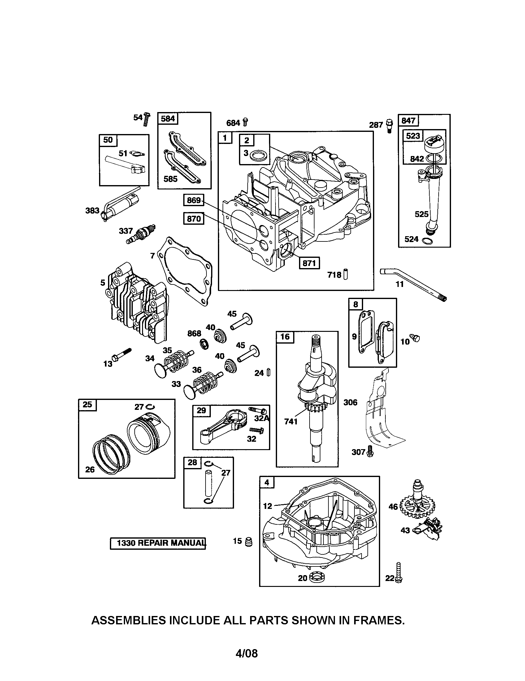 Cylinder/crankshaft/sump