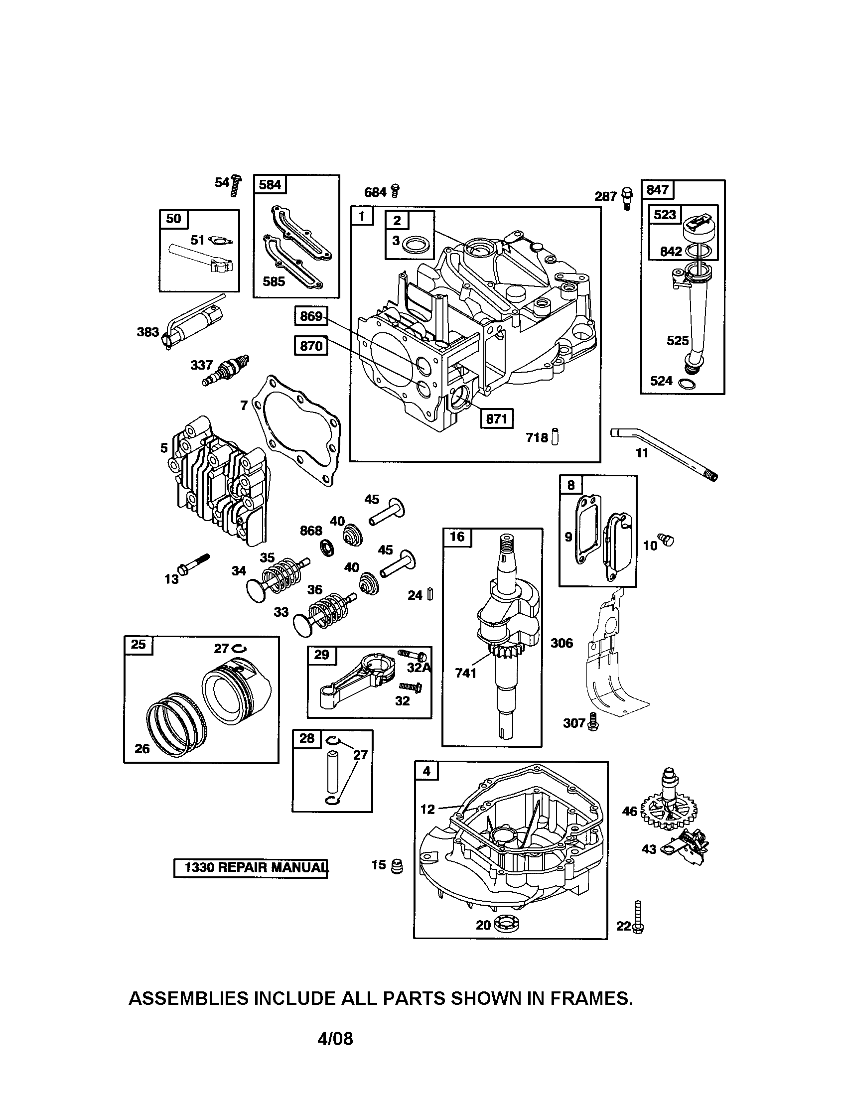 Cylinder/crankshaft/sump