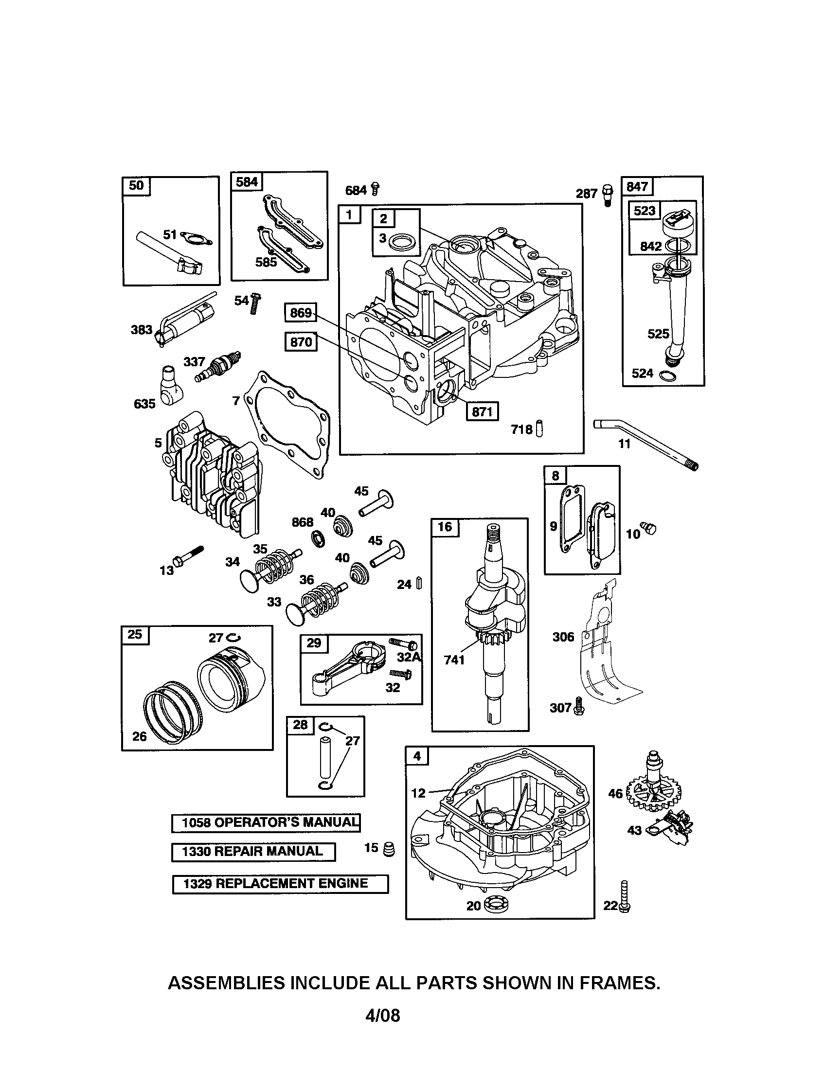Cylinder/crankshaft/sump