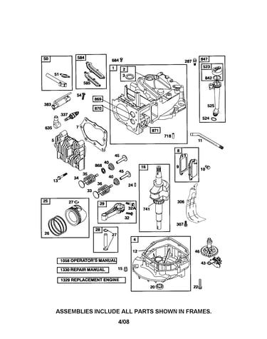 Cylinder/crankshaft/sump