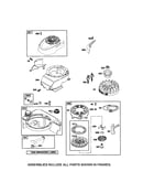 Rewind starter/fuel tank/flywheel