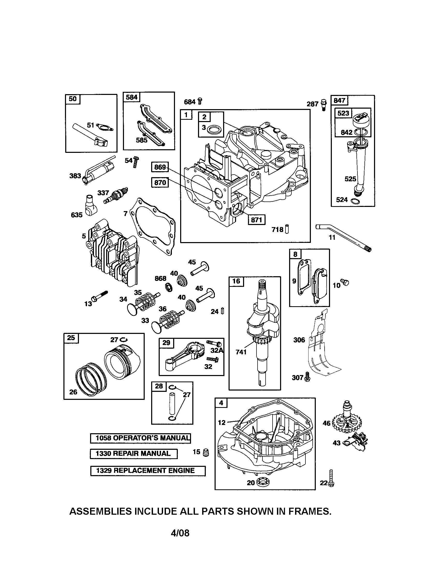 Cylinder/crankshaft/sump