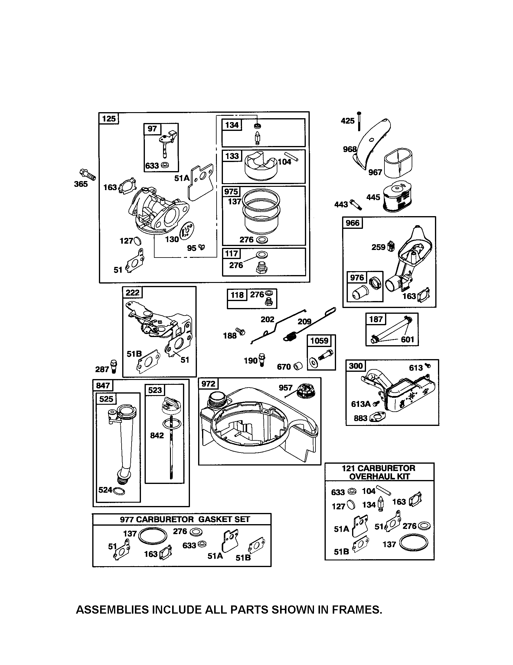 Carburetor/fuel tank/dipstick