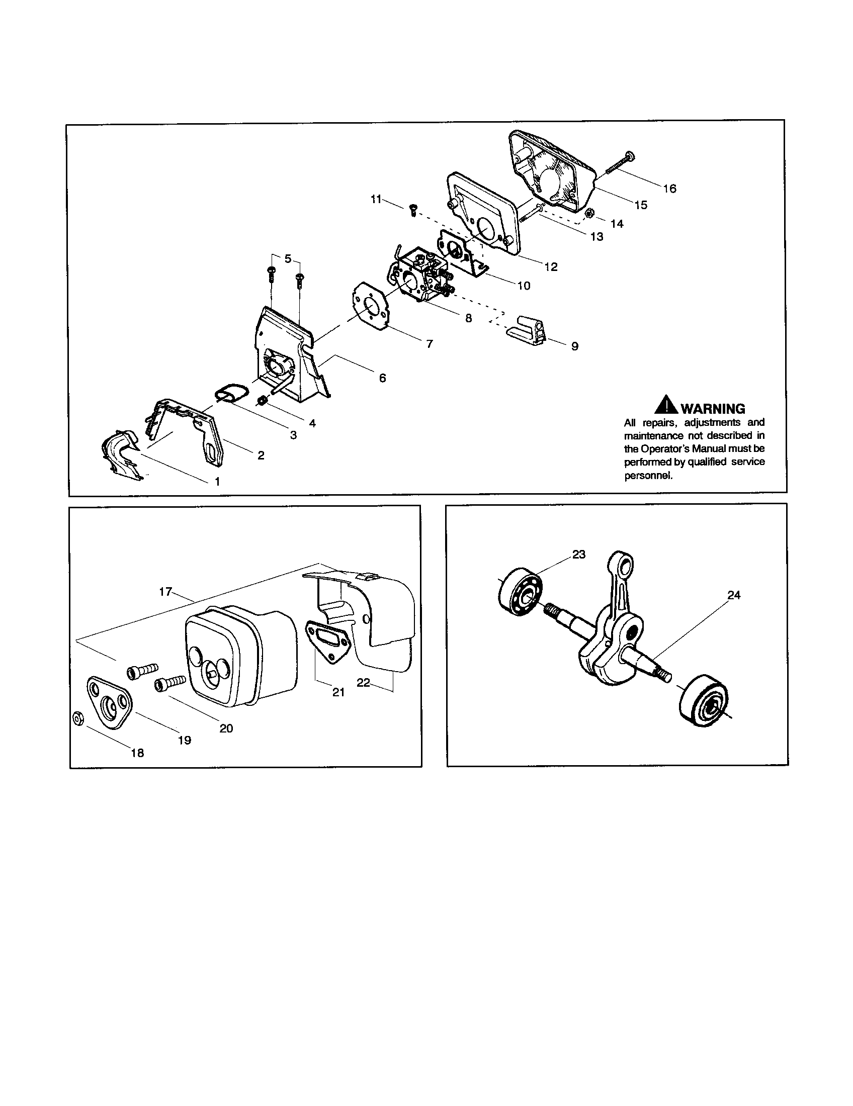 Carburetor/muffler/crankshaft