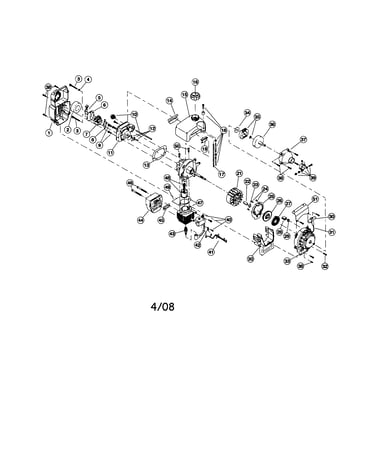 Cylinder/flywheel/fuel tank