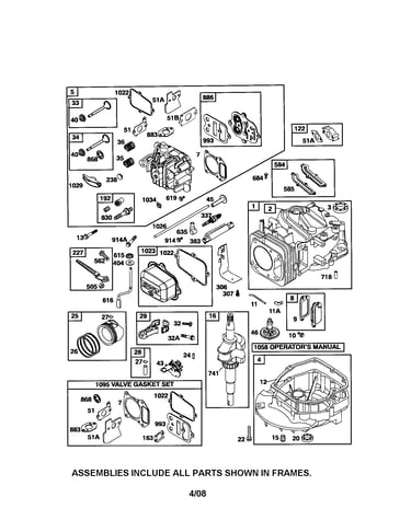 Head-cylinder/crankshaft/sump