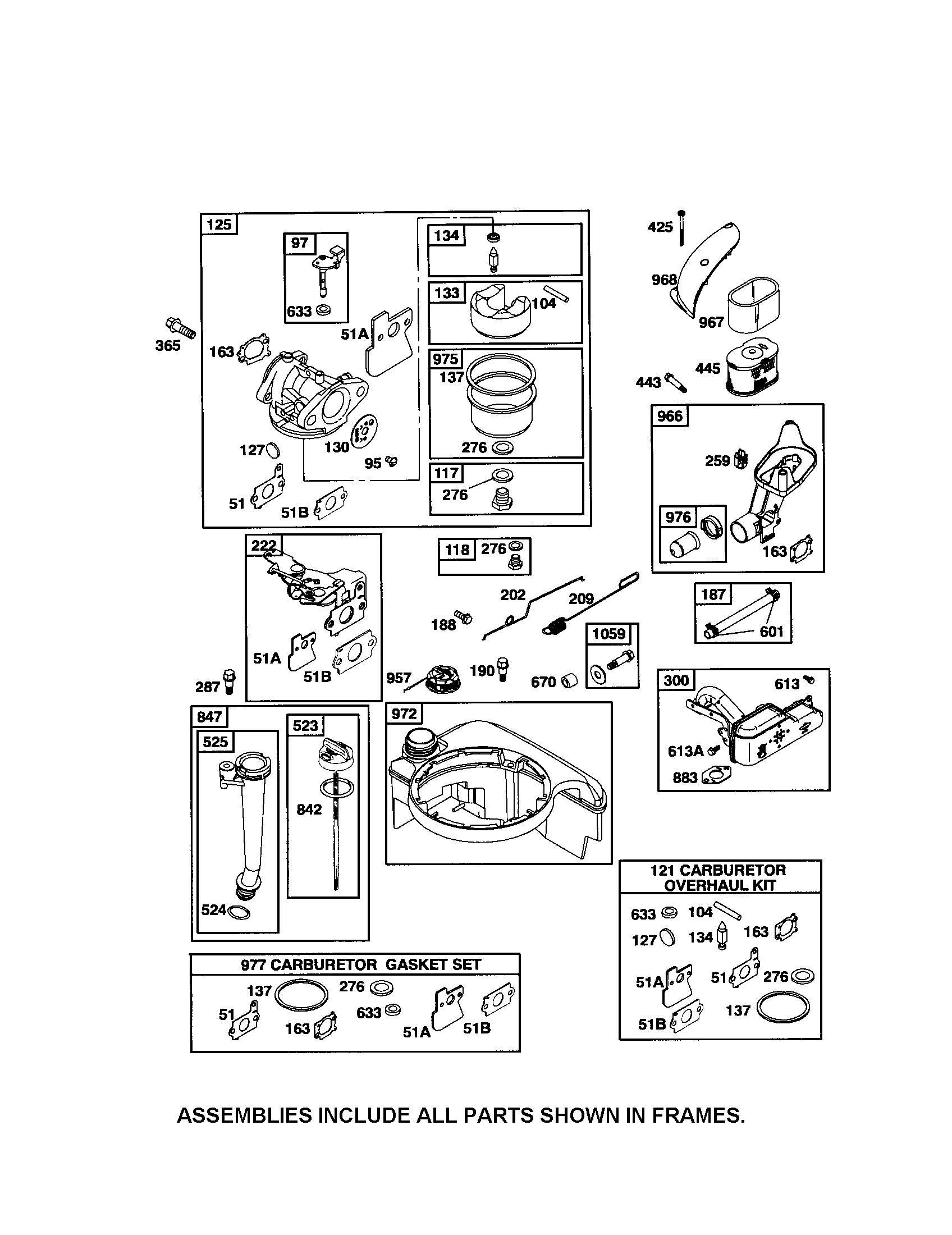 Carburetor/fuel tank/dipstick
