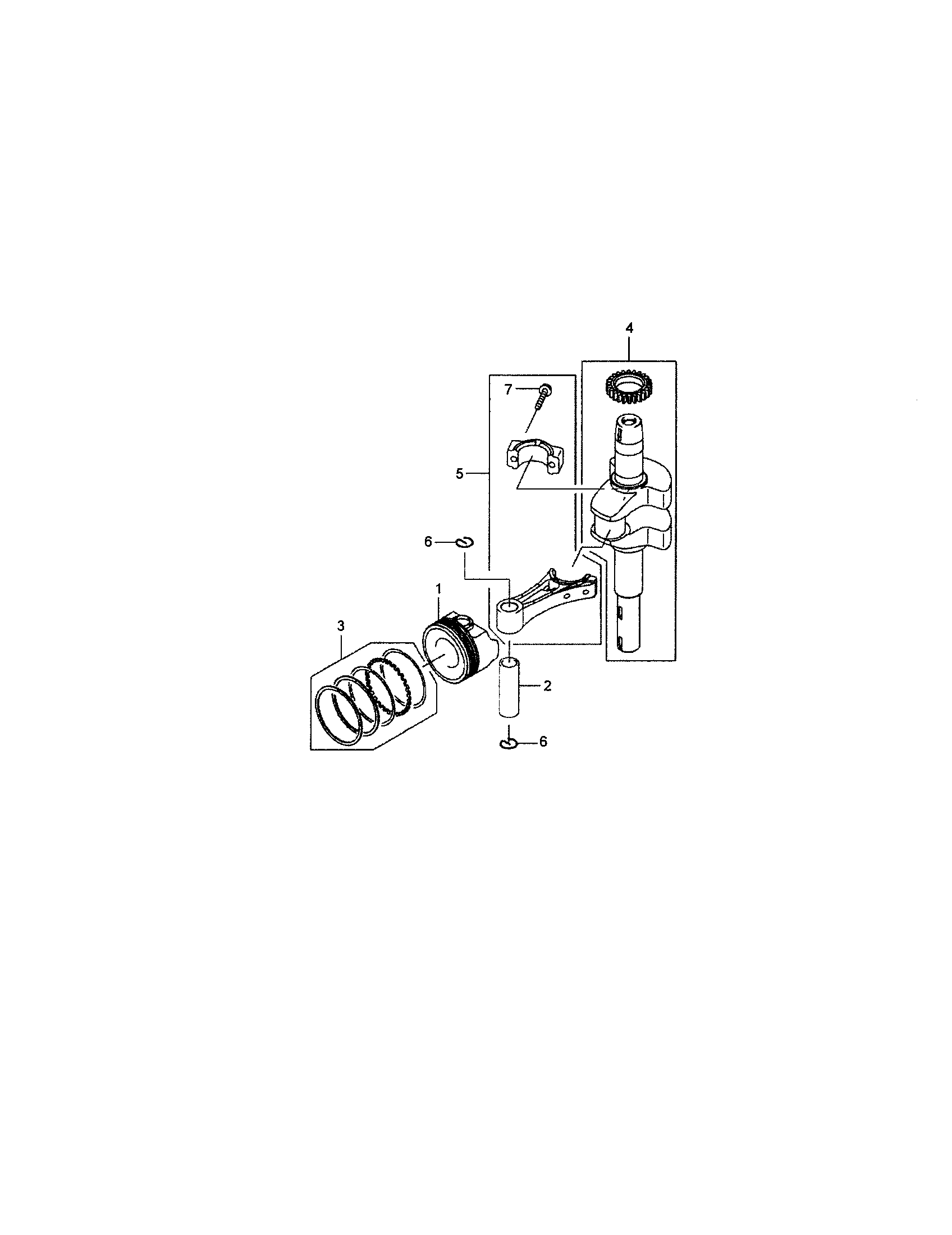 Piston/crankshaft