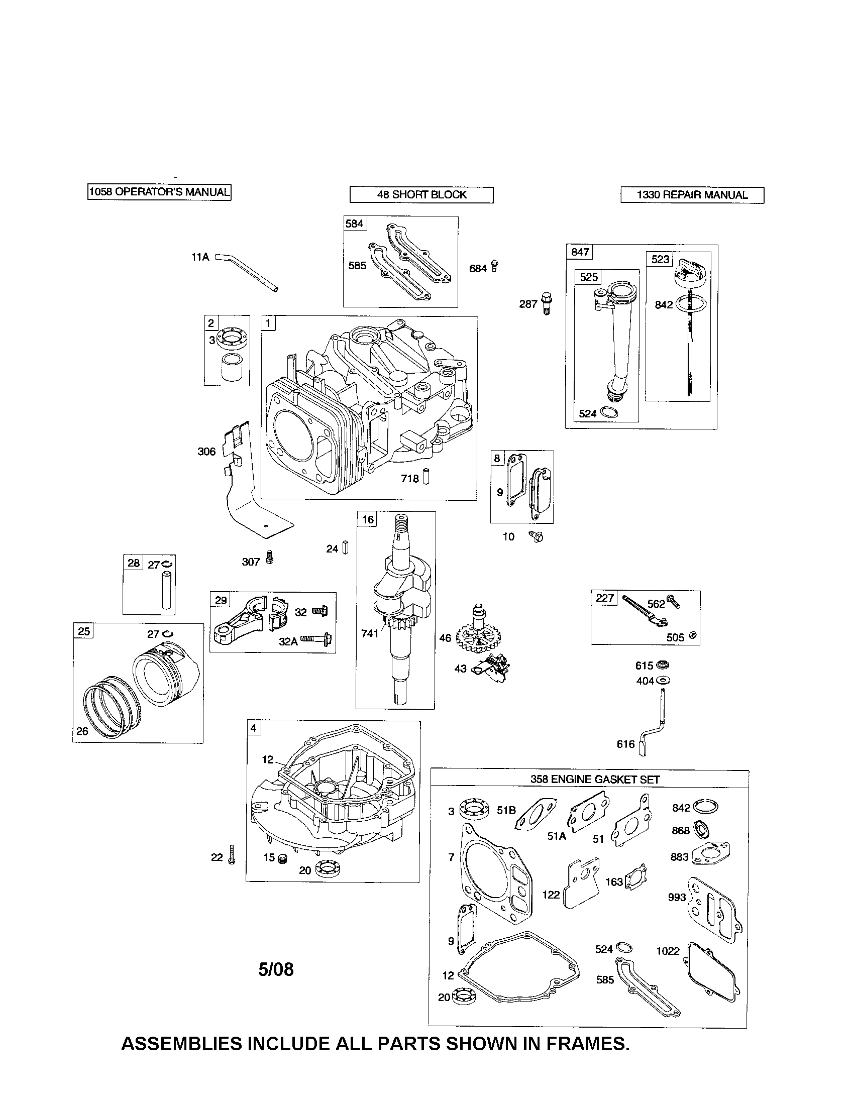 Cylinder/dipstick/tube