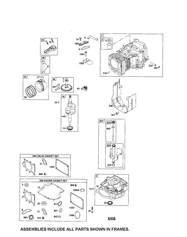 Cylinder/crankshaft/dipstick