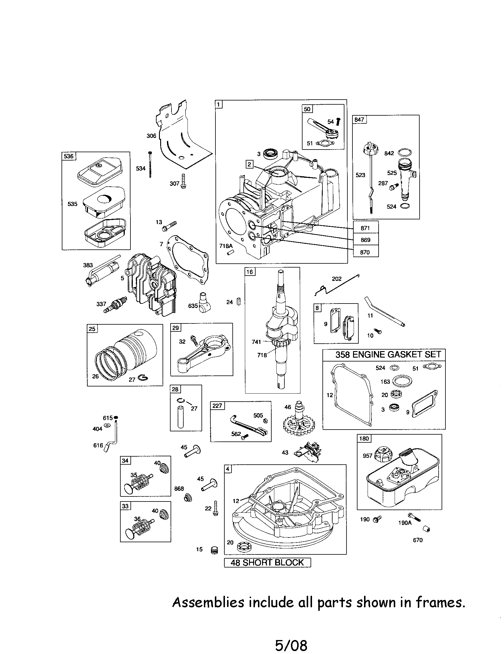 Cylinder/crankshaft/sump