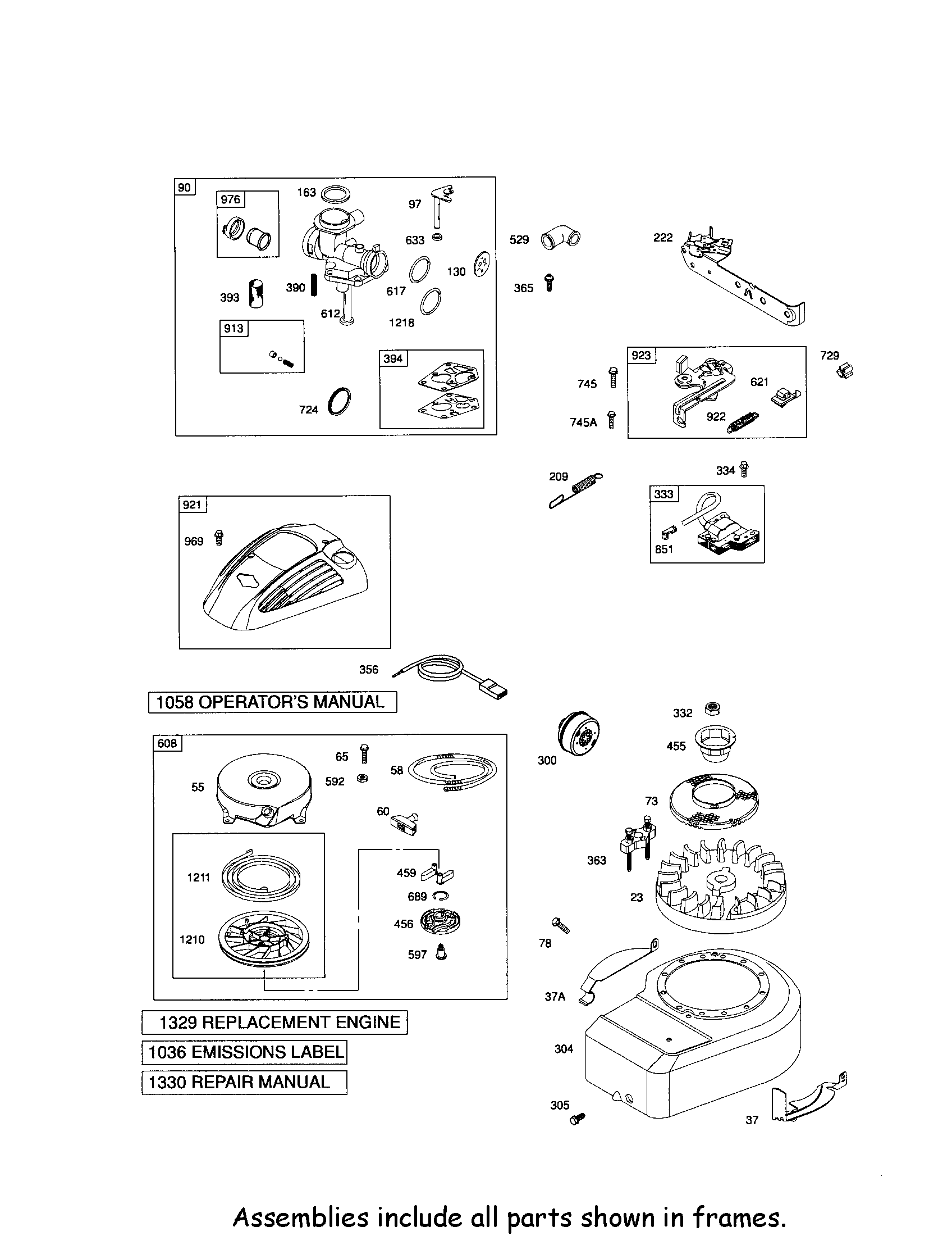 Carburetor/rewind starter