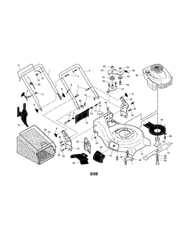 Engine/housing/handle/grassbag