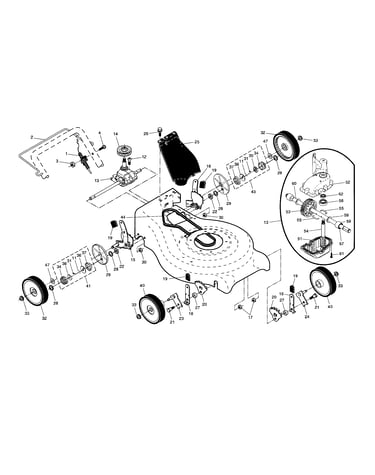 Drive control/gear case/wheels