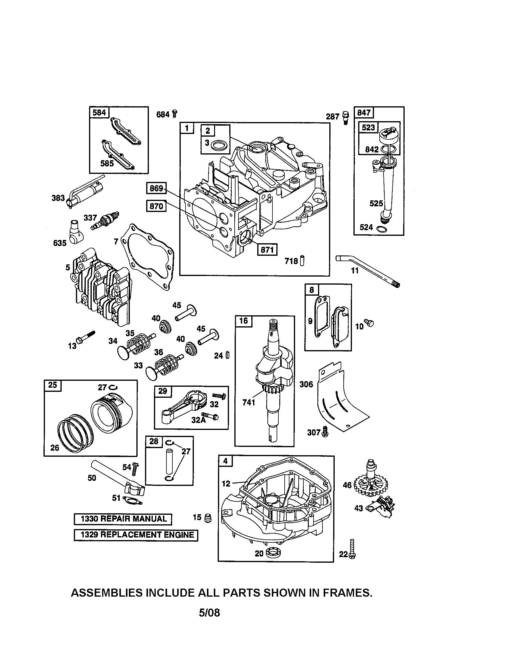 Cylinder/crankshaft/sump