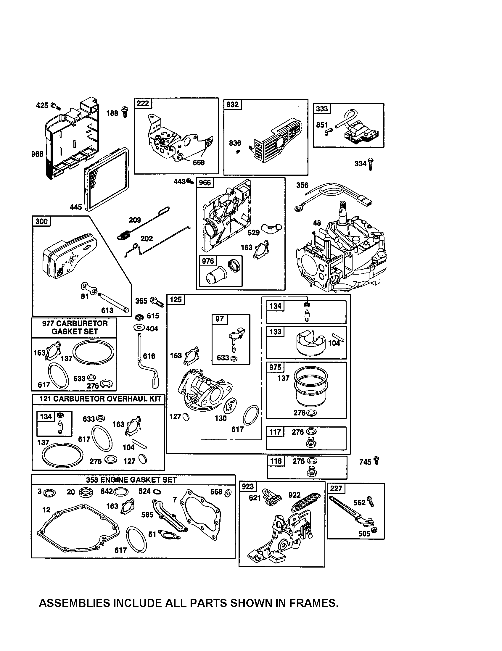 Carburetor/muffler/short block