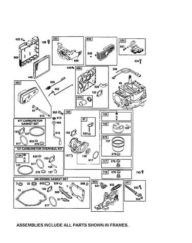 Carburetor/muffler/short block