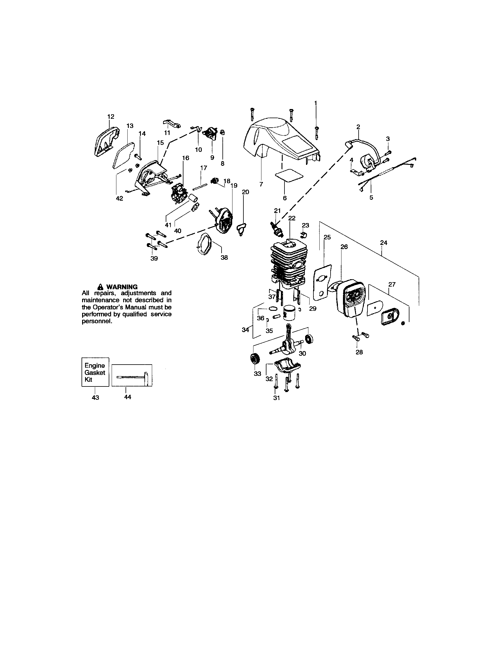 Shield/cylinder/crankshaft