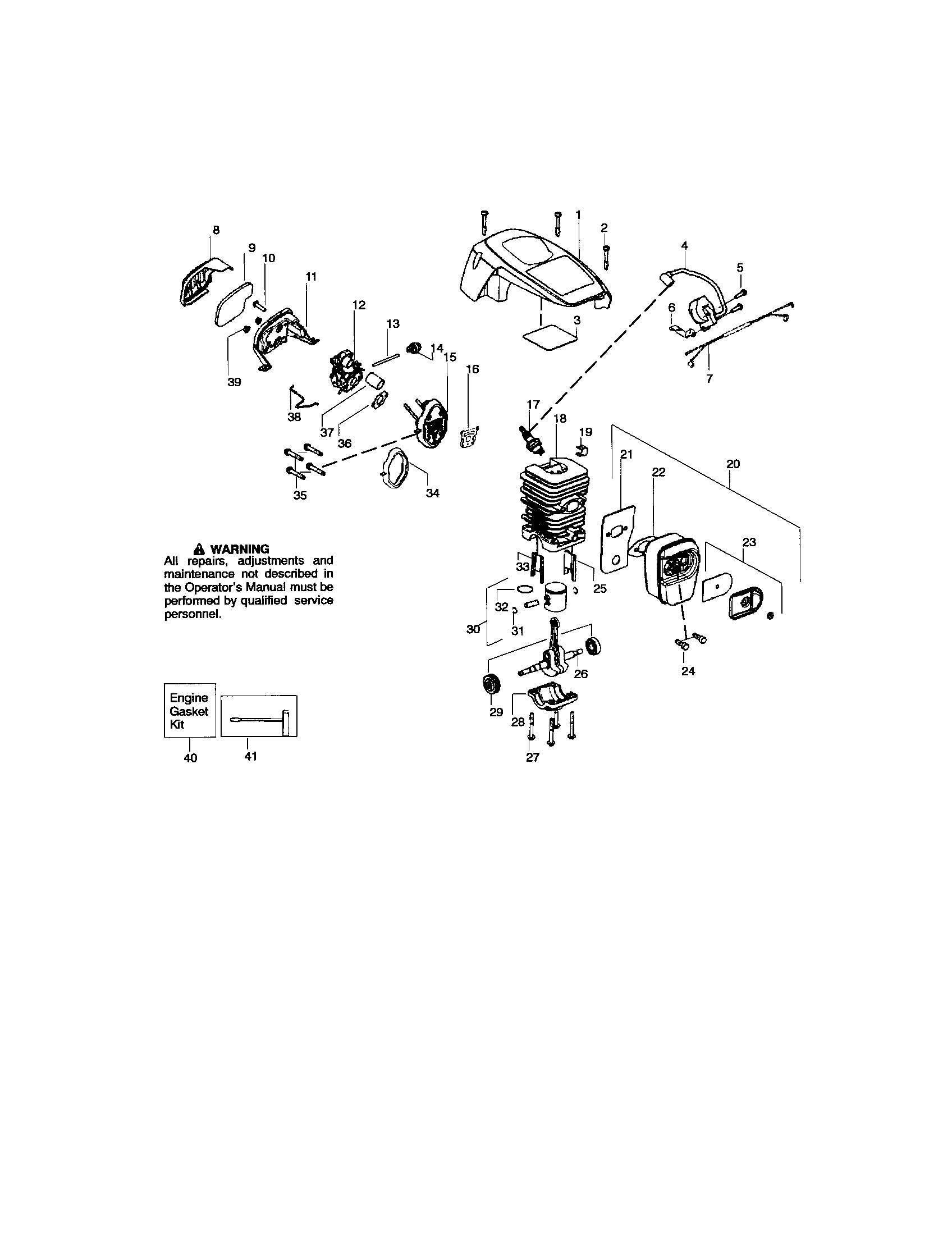 Shield/cylinder/crankshaft